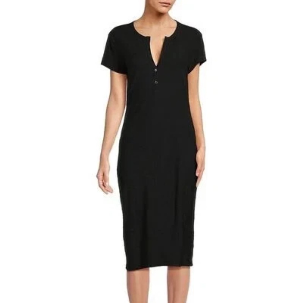 STANDARD James Perse Classic Black Midi Dress